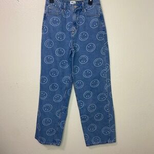 HM x Smiley Face Blue Straight Leg Jeans High Rise Womens Size 6